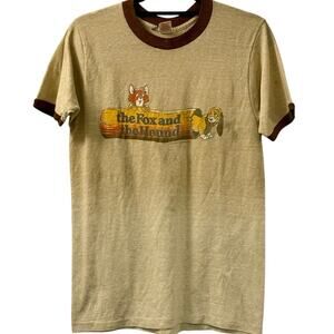 Vintage 80s The Fox and the Hound 1980 Single Stitch Ringer Movie Promo Shirt L